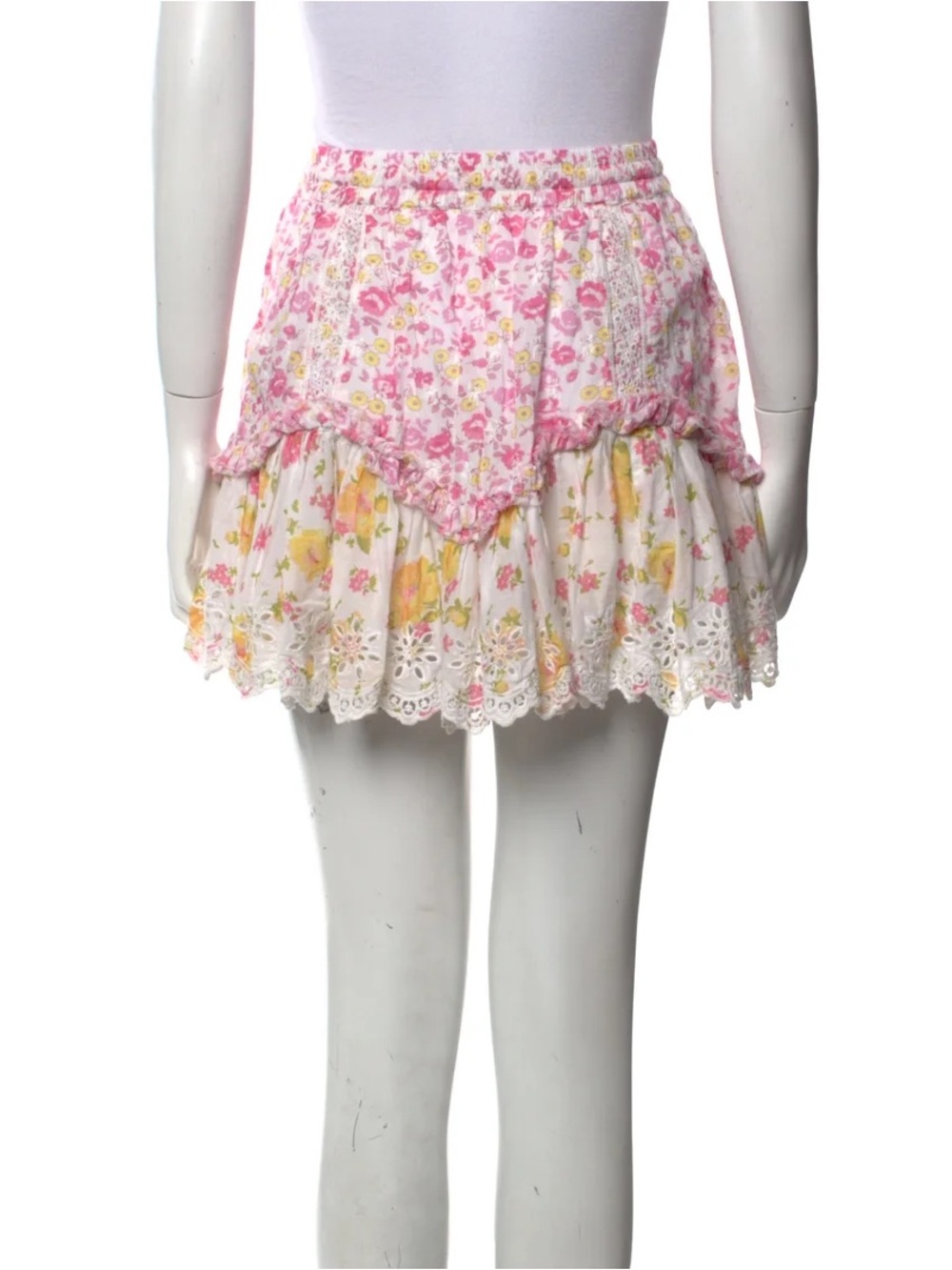 LoveShackFancy Floral Ruffle Mini Skirt - Picture 3 of 11